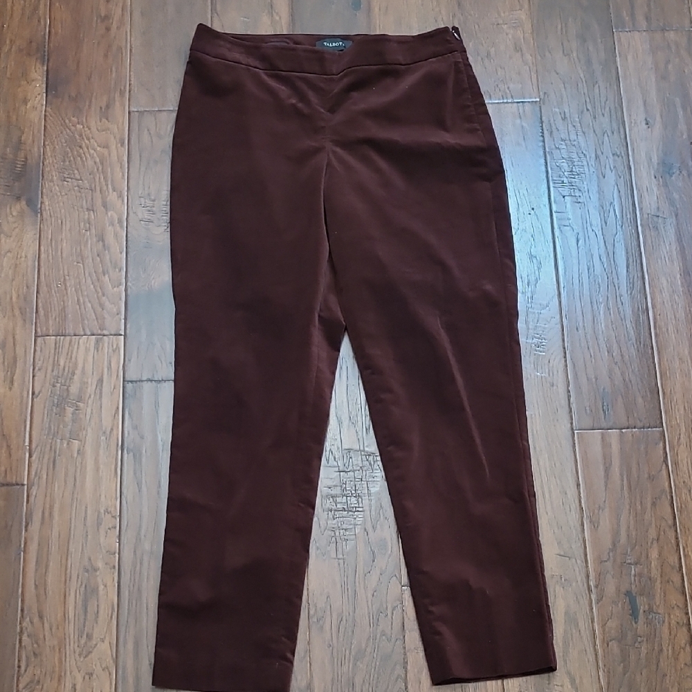 Talbots Burgundy Wine Velvet Pants size 10